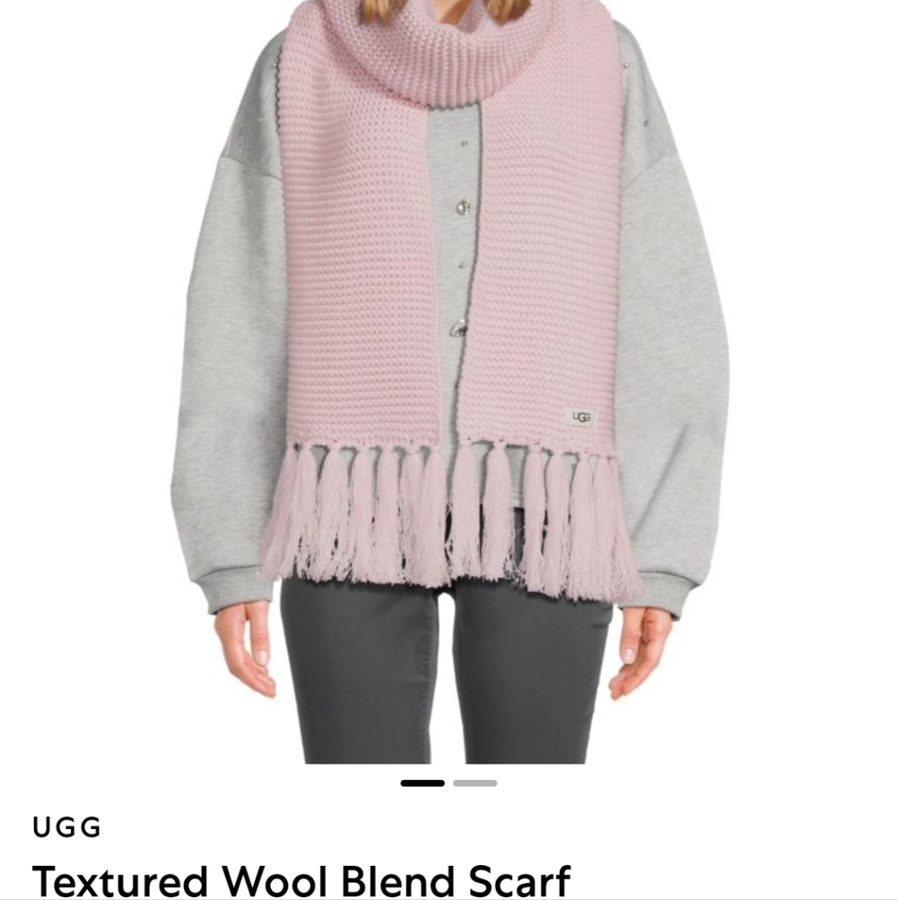 UGG Soft Pink Wool Blend Scarf